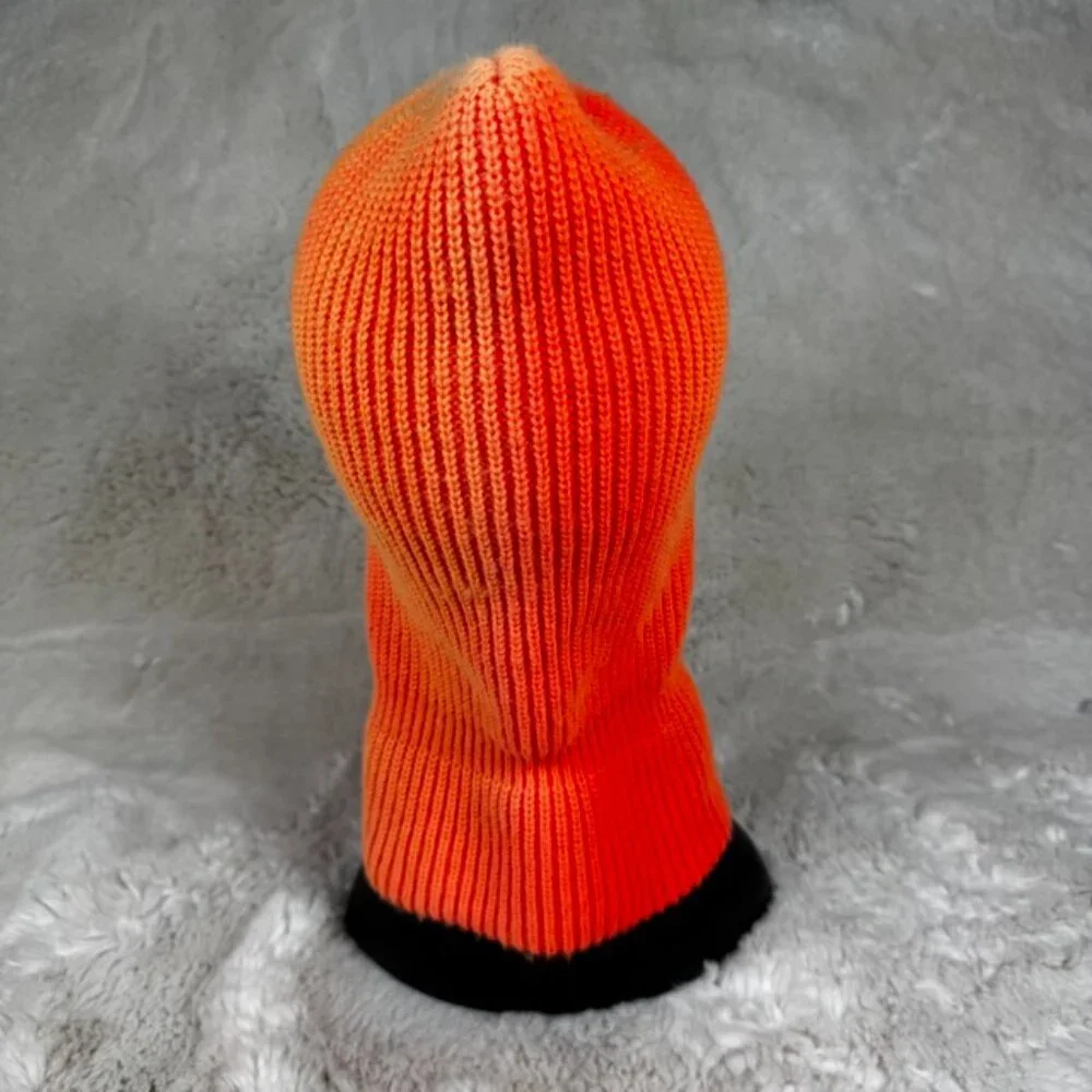 VTG Blaze Orange Knit Balaclava Beanie Hat Face Mask Mens Outdoor Winter Hunting